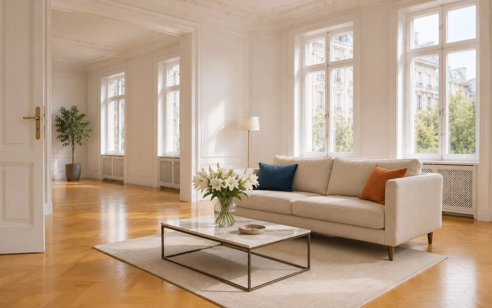 Reinigungskraft beim Endreinigen einer Wohnung