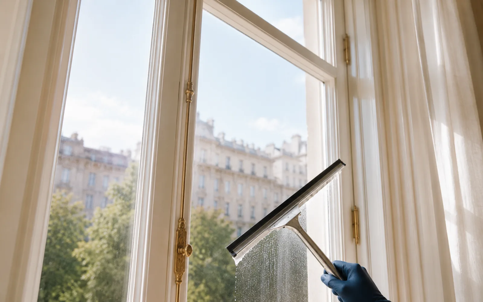 Fensterreinigung mit Abzieher